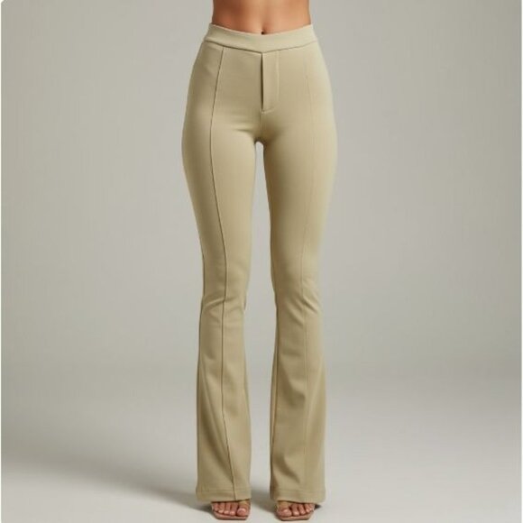 Vintage Tracy Reese Midrise Flat Front Flare Leg Y2K Trouser Pants Light Green - Picture 1 of 15